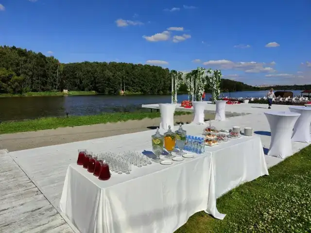 Фуршет на берегу пруда